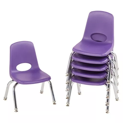 10" Stack Chair with Swivel Glides - 6 Pack - Purple