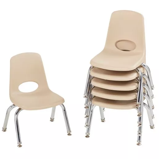 10" Stack Chair with Swivel Glides - 6 Pack - Sand