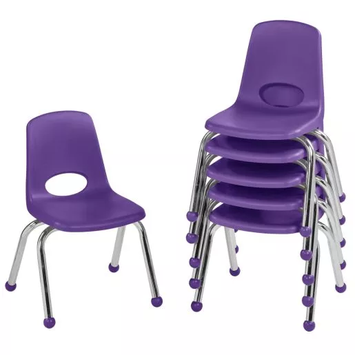 12" Stack Chair with Ball Glides, 6-Pack - Purple