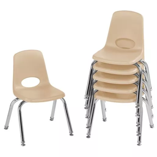 12" Stack Chair with Swivel Glides - 6 Pack - Sand