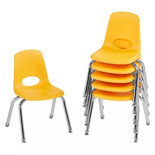 12" Stack Chair with Swivel Glides - 6 Pack - Yellow