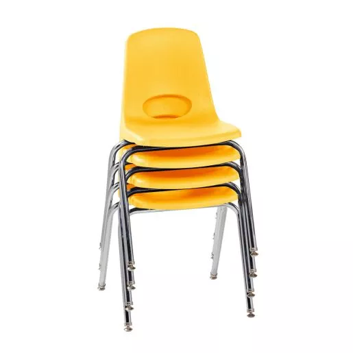 18" Stack Chair with Swivel Glides, 4-Pack - Yellow