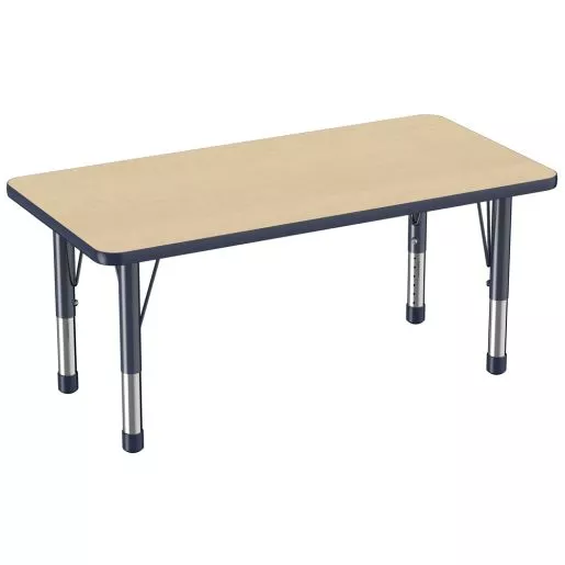 24" x 48" Rectangle Activity Table with Adjustable Chunky Legs - Maple/Navy