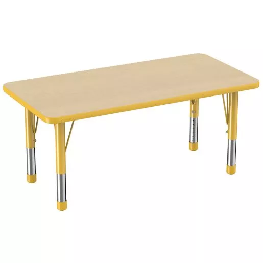 24" x 48" Rectangle Activity Table with Adjustable Chunky Legs - Maple/Yellow