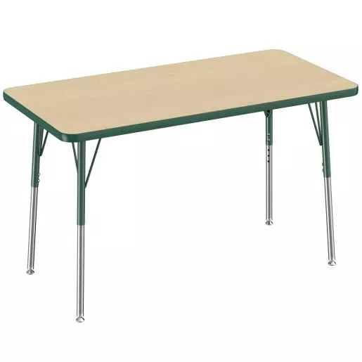 24" x 48" Rectangle Activity Table with Adjustable Swivel Glide Legs - Maple/Green