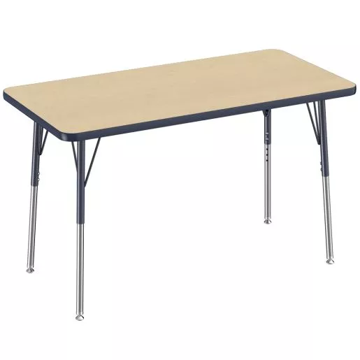 24" x 48" Rectangle Activity Table with Adjustable Swivel Glide Legs - Maple/Navy