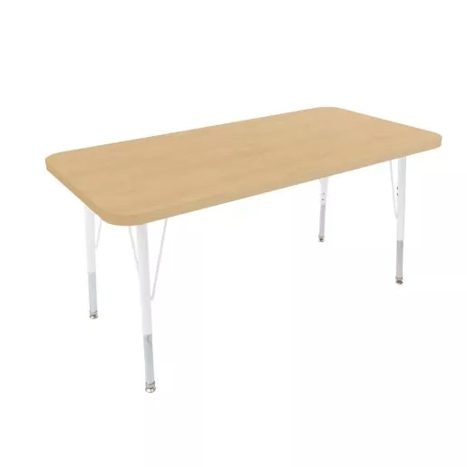 24" x 48" Rectangle Activity Table with Adjustable Swivel Glide Legs - Maple/White