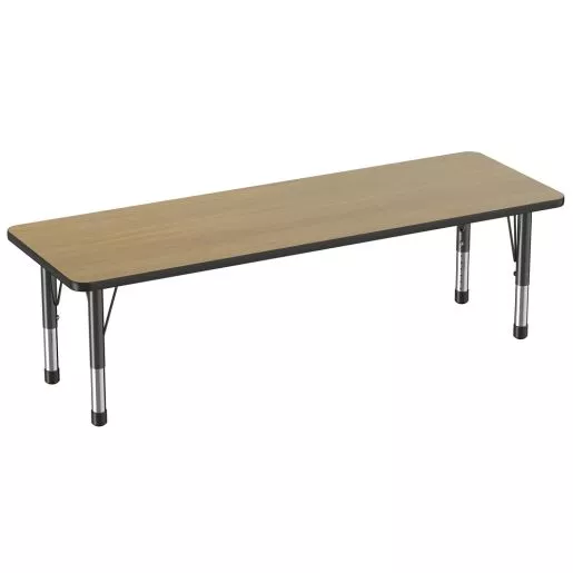 24" x 72" Rectangle Activity Table with Adjustable Chunky Legs - Pasadena Oak/Black