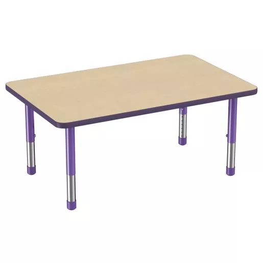 30" x 48" Rectangle Activity Table with Adjustable Chunky Legs - Maple/Purple