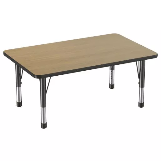30" x 48" Rectangle Activity Table with Adjustable Chunky Legs - Pasadena Oak/Black