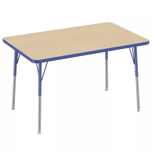30" x 48" Rectangle Activity Table with Adjustable Swivel Glide Legs - Maple/Blue