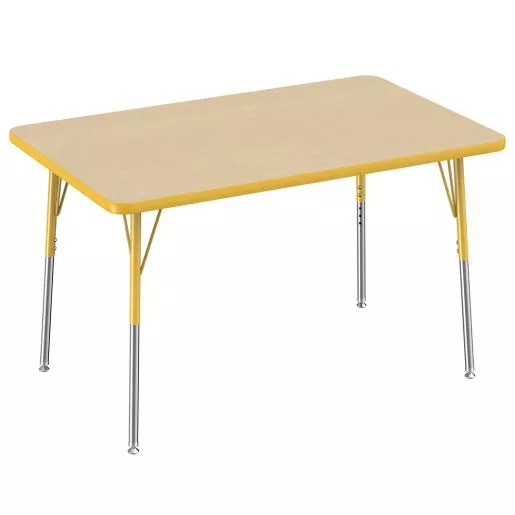 30" x 48" Rectangle Activity Table with Adjustable Swivel Glide Legs - Maple/Yellow