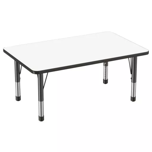 30" x 48" Rectangle Dry-Erase Activity Table with Adjustable Chunky Legs - White/Black