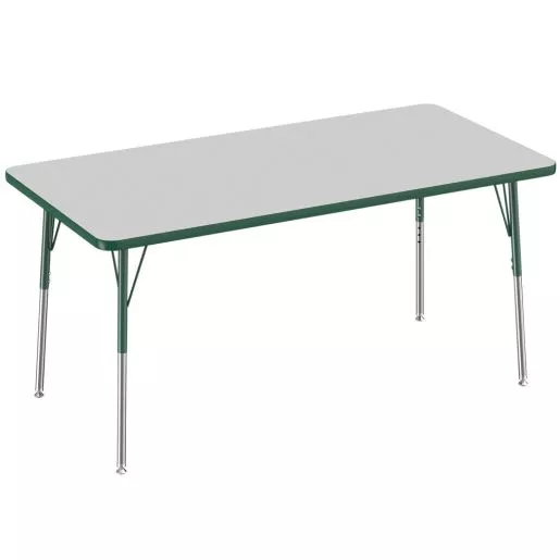 30" x 60" Rectangle Activity Table with Adjustable Swivel Glide Legs - Gray/Green