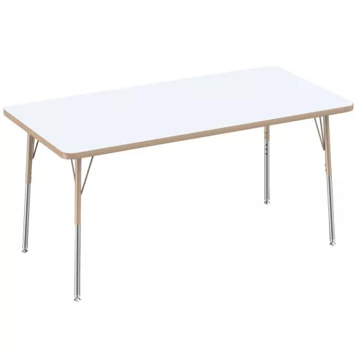 30" x 60" Rectangle Dry-Erase Activity Table with Adjustable Swivel Glide Legs - White/Maple
