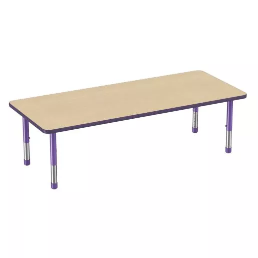 30" x 72" Rectangle Activity Table with Adjustable Chunky Legs - Maple/Purple