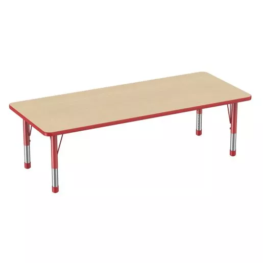 30" x 72" Rectangle Activity Table with Adjustable Chunky Legs - Maple/Red