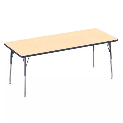 30" x 72" RectangleActivity Table with Adjustable Swivel Glide Legs - Maple/Navy