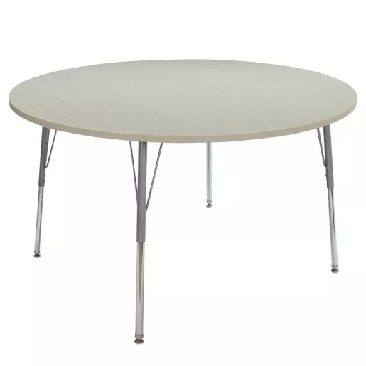 48" Round Activity Table with Adjustable Swivel Glide Legs - Sanddrift/Silver