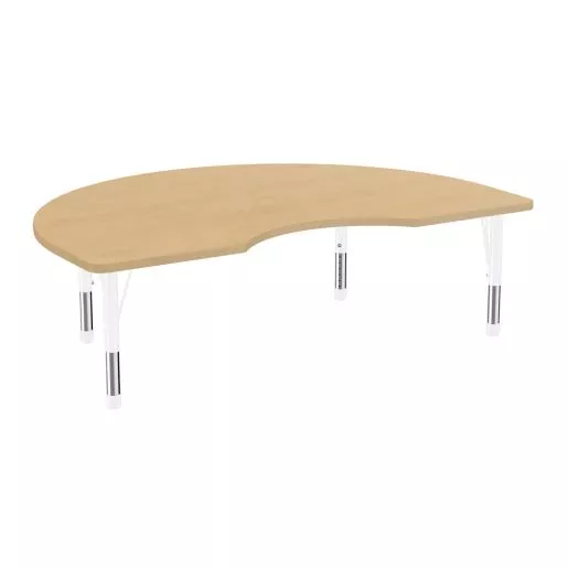 48" x 72" Kidney Activity Table with Adjustable Chunky Legs - Maple/White