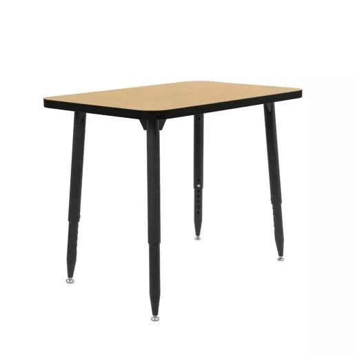 Adapte 24" x 36" Rectangle Activity Table with Adjustable Tapered Legs - Maple/Black