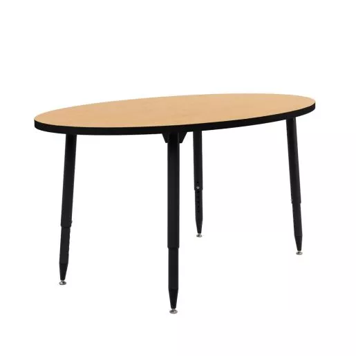 Adapte 30" x 60" Oval Activity Table with Adjustable Tapered Legs - Maple/Black
