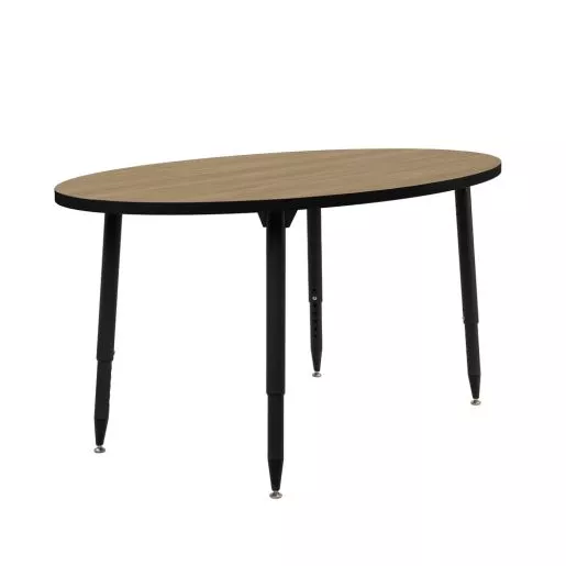 Adapte 30" x 60" Oval Activity Table with Adjustable Tapered Legs - Pasadena Oak/Black
