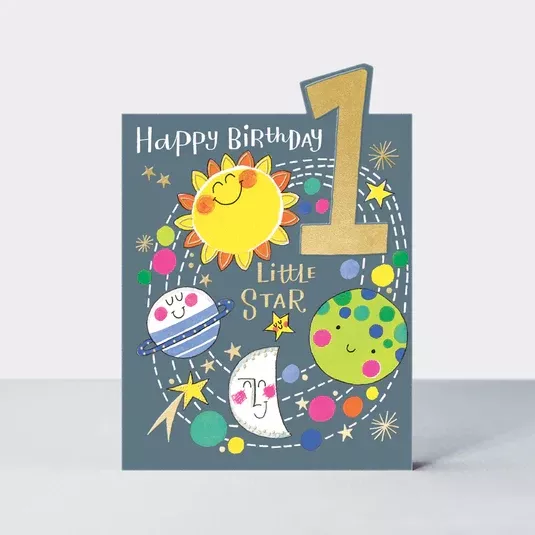 Age 1 Planets Birthday Card