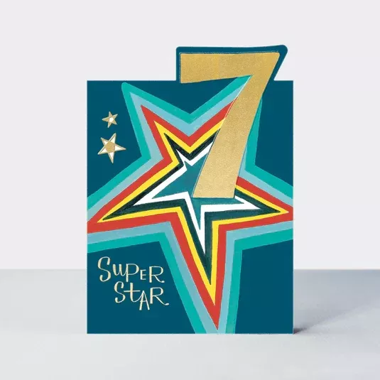 Age 7 Superstar Birthday Card