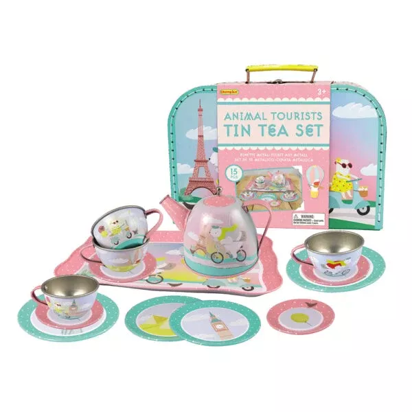 Animal Tourists Tin Tea Set In Carry Case