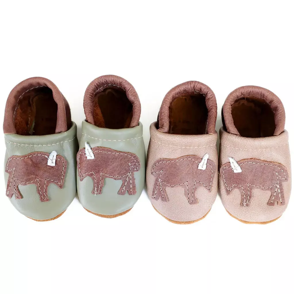 Baby Leather Moccasins with Design | Bison on Chai