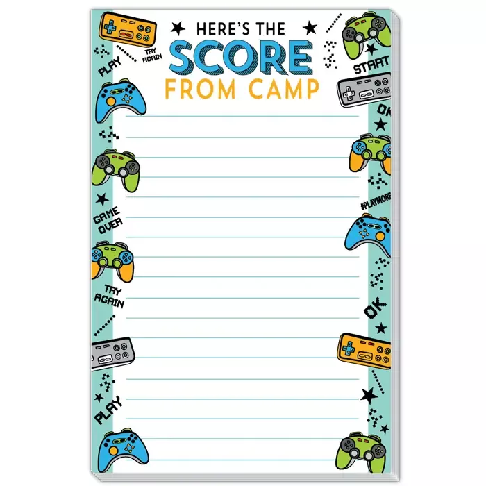 Blue Here's the Score Camp Game Controllers Lined Stationery Pads