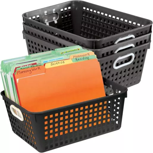 Book Baskets, Large Rectangle - Black - 4 baskets