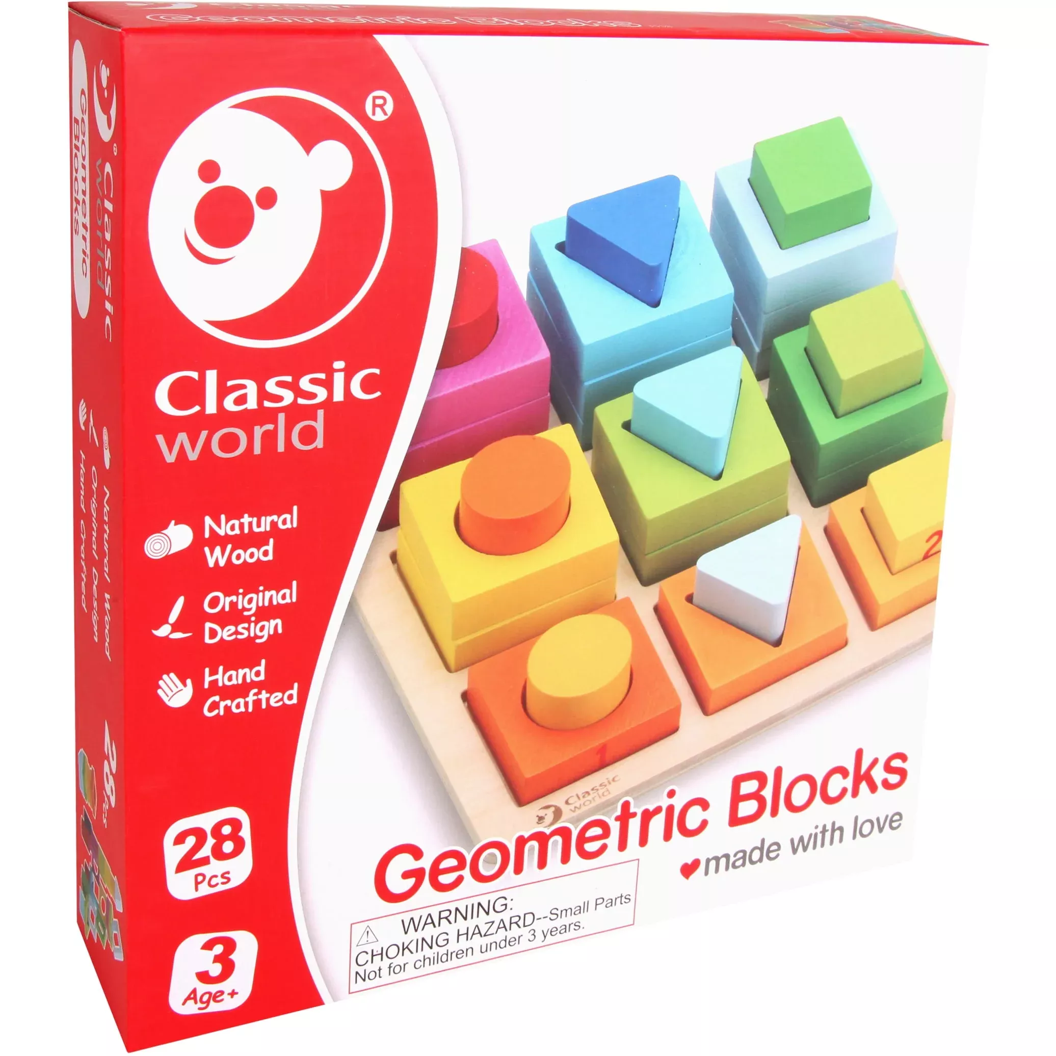 Classic World Geometric Blocks Set - Multicolor Educational Toy