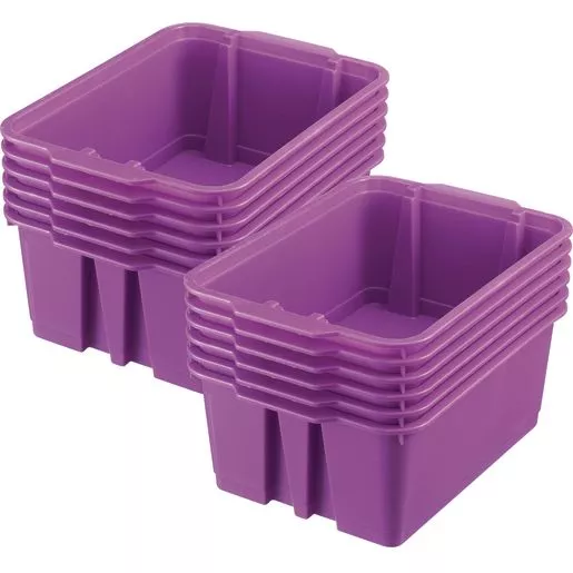 Classroom Stacking Bins, Set of 12 - Purple