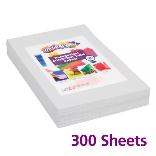 Colorations 12" x 18" Mediumweight White Construction Paper Pack - 300 Sheets