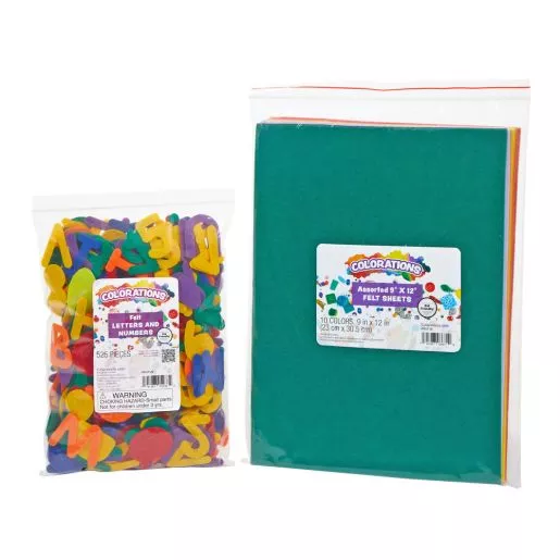 Colorations Felt Letters, Numbers and Sheets Set