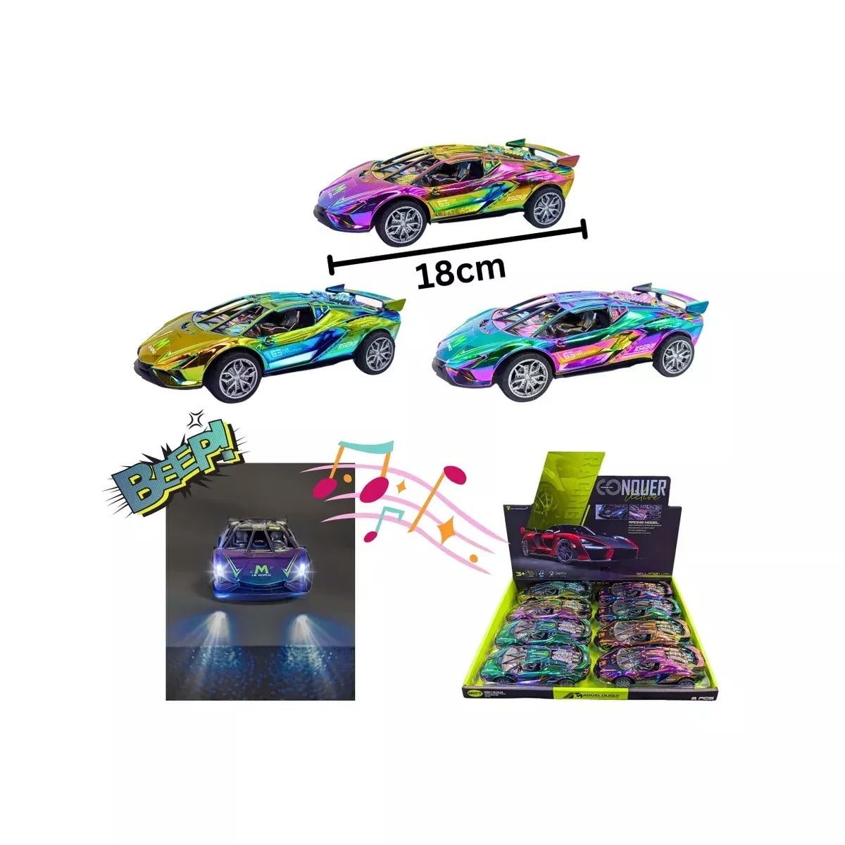 Colour Shift Race Cars With Light & Sound