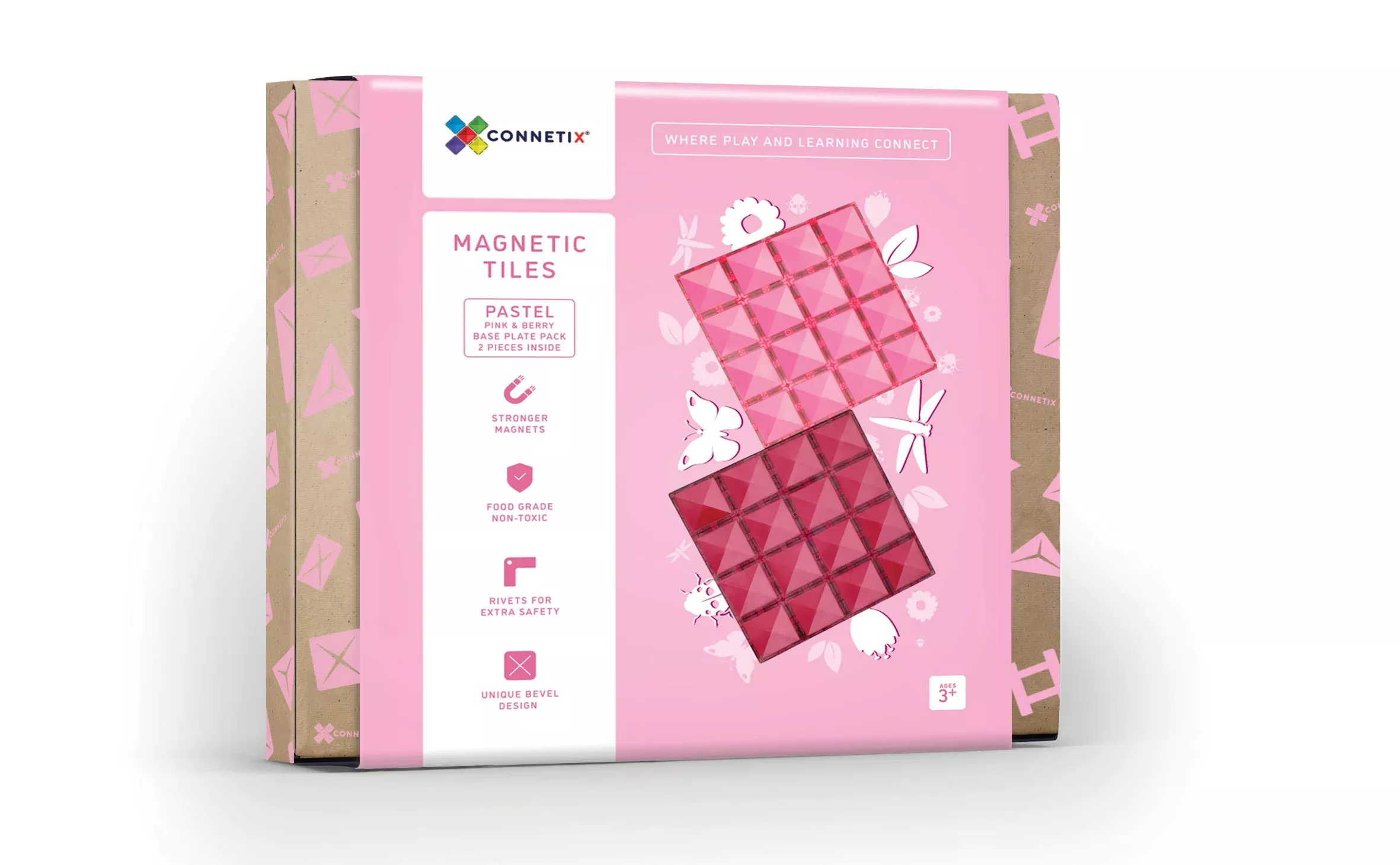 Connetix - 2 Piece Base Plate Pack - Pink & Berry