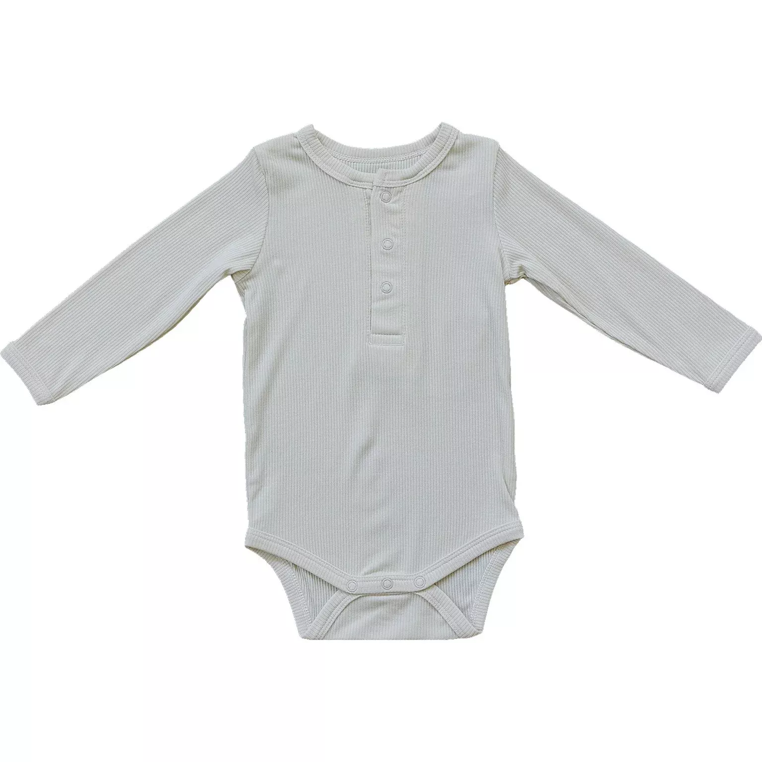 Cream Bamboo Snap Long Sleeve Ribbed Bodysuit