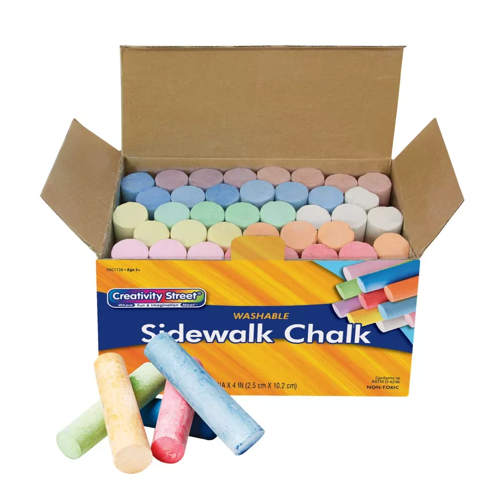 Creativity Street Sidewalk Chalk Set, Assorted Colors, 36 Pieces