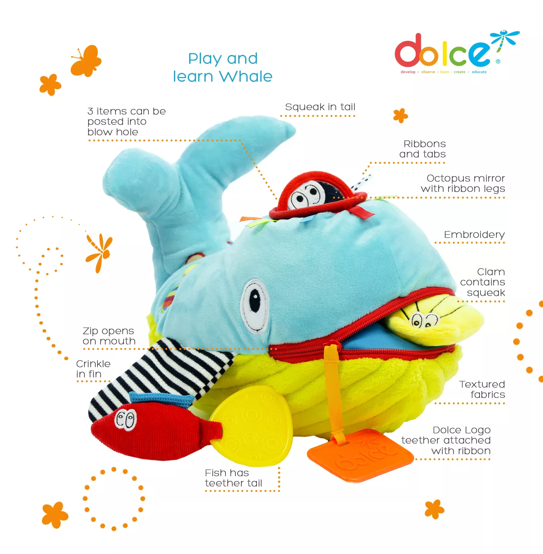 Dolce Wallie the Whale Interactive Play Plush