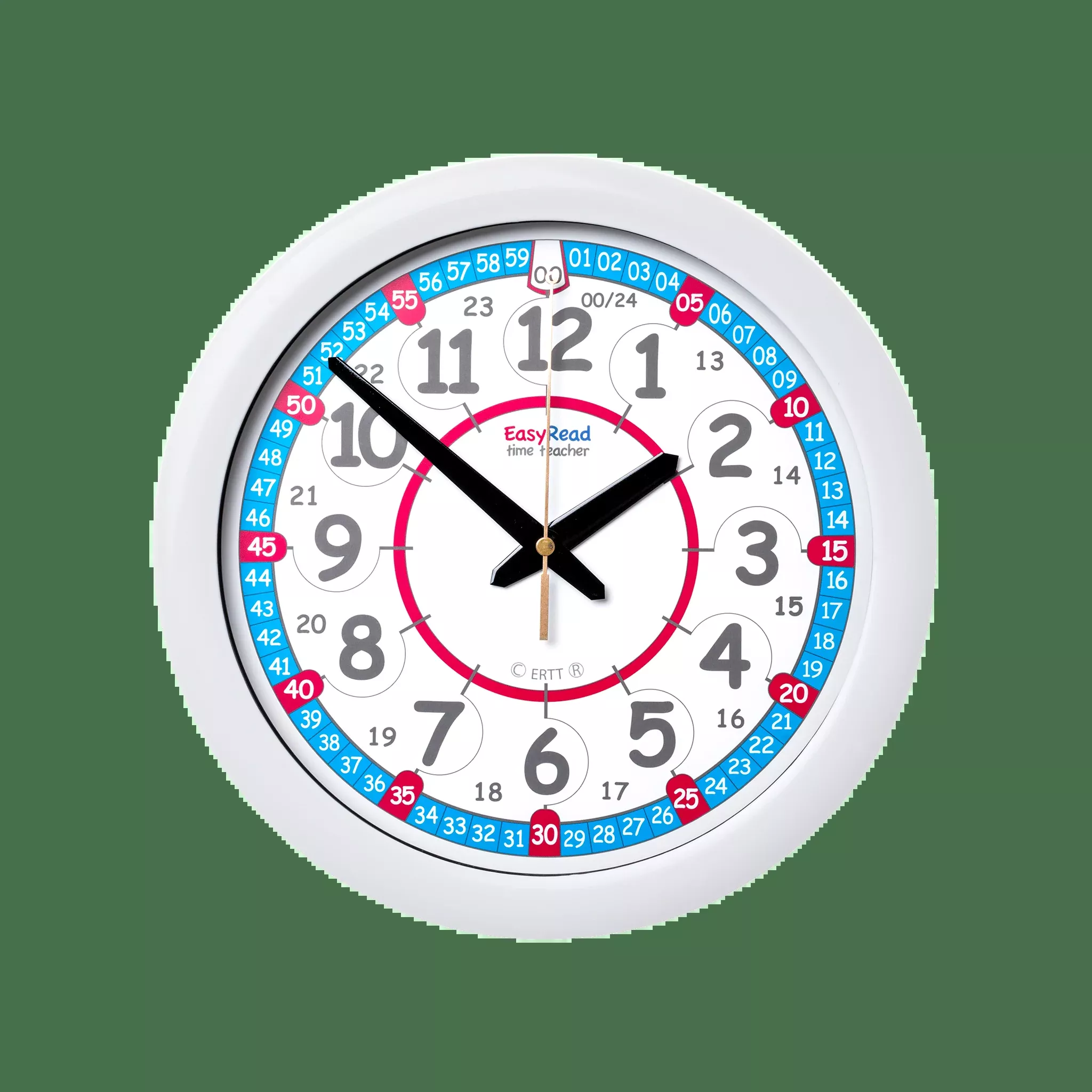 Easy Read - Wall Clock - 24hr - Red/Blue