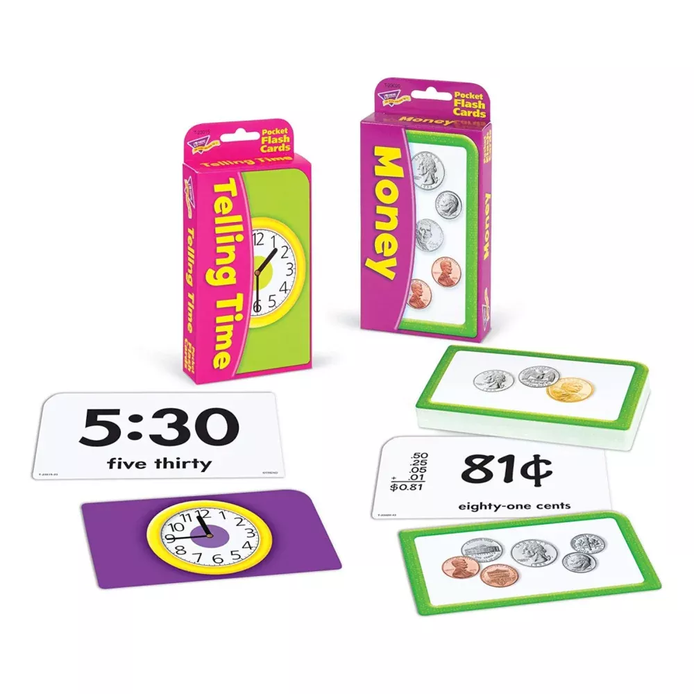 Educational Time & Money Mastery Flash Cards Bundle