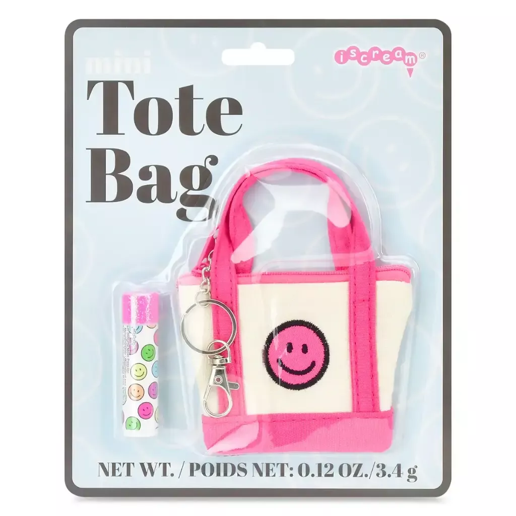 Iscream Mini Tote Bag Lip Balm Key Chain Set