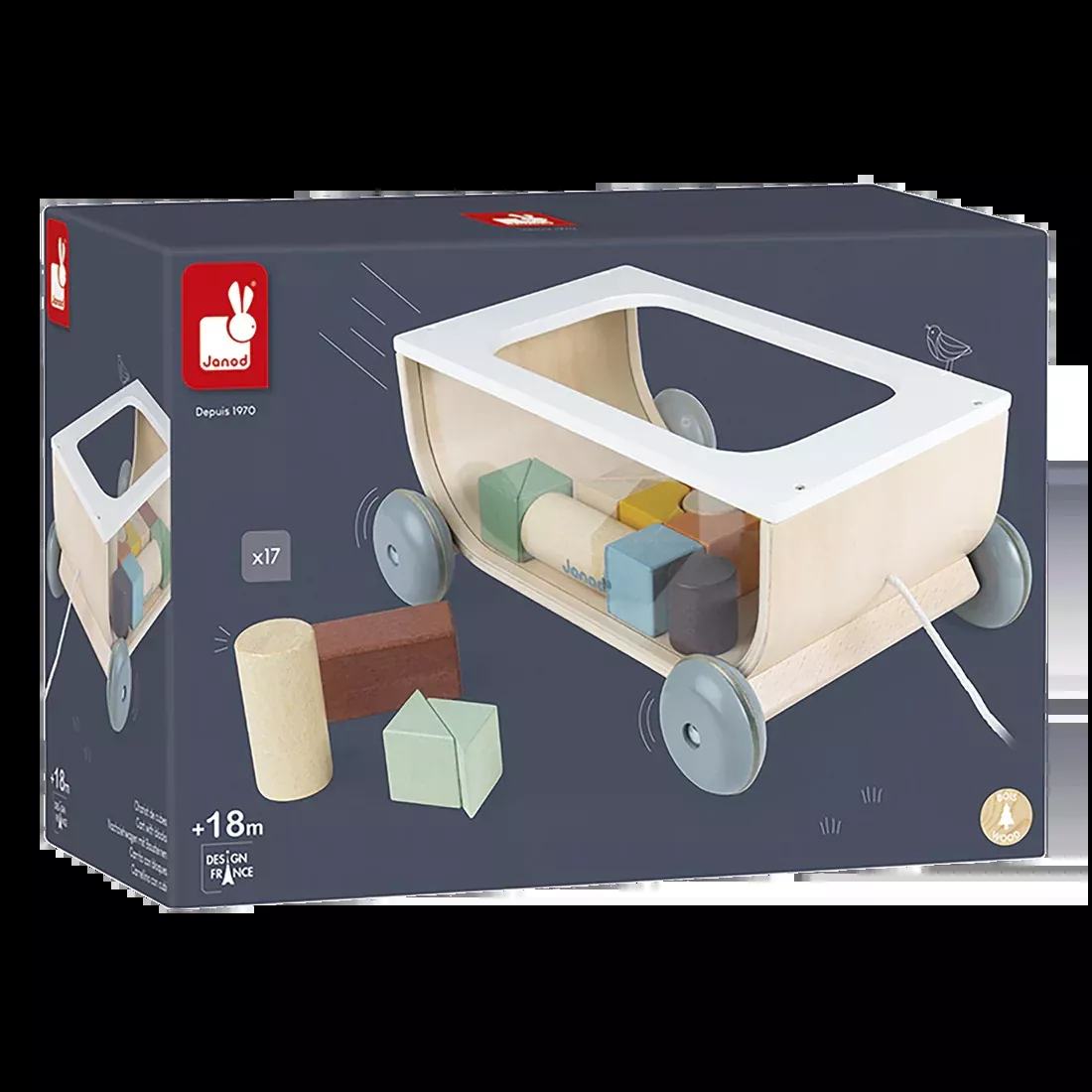 Janod Sweet Cocoon Cart With Blocks