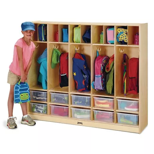 Jonti-Craft Large Locker Organizer with 10 Colored Tubs