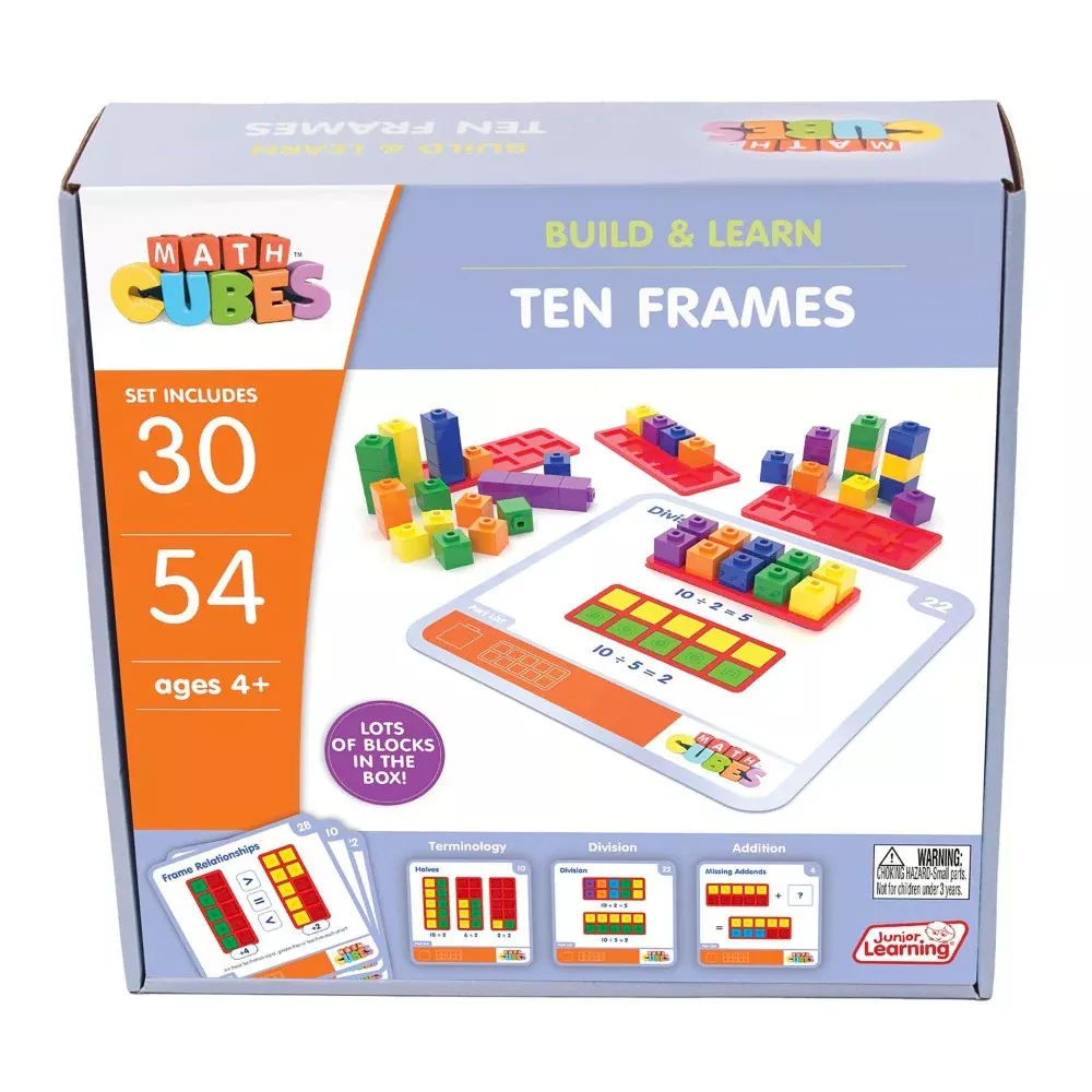 Junior Learning Mathcubes Ten Frames Set - Interactive Math Learning Toy