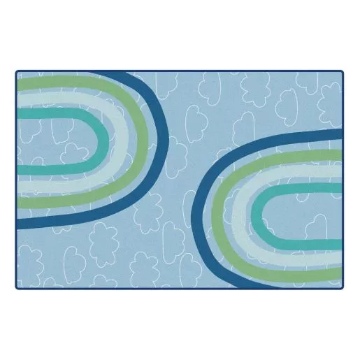 KIDSoft Large Rainbows Blue 4'x6'