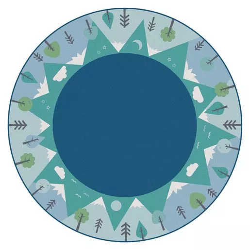 KIDSoft Tranquil Mountain Rug - Blue 6' Round